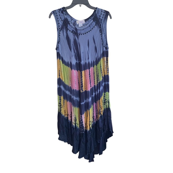 JUST CRUISING Hippie Dress 100% Rayon Tie Dye Hippie Dress Made In India - Picture 1 of 9